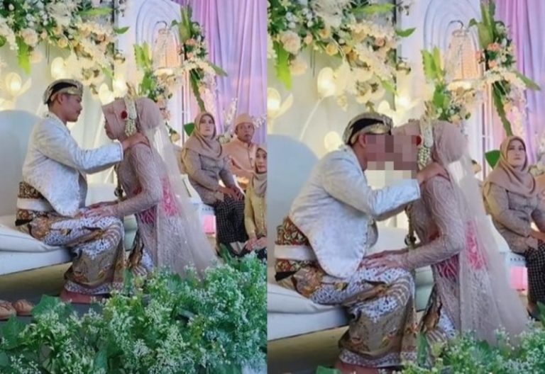 Pengantin Pria Nyaris Cium Bibir Istrinya di Depan Banyak Orang Ekspresi Ortu Bikin Salfok