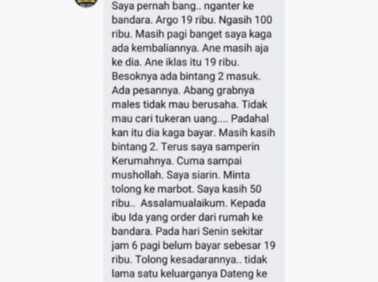 Penumpang Diantar Gratis Tapi Tega Kasih Bintang 2 Driver Ojol Geram Umumkan Lewat Toa Musala