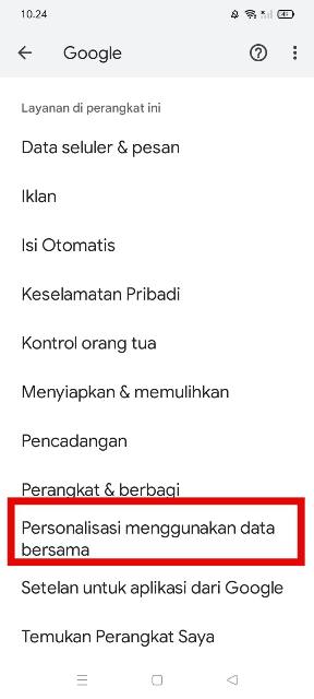 Personalisasi menggunakan data bersama