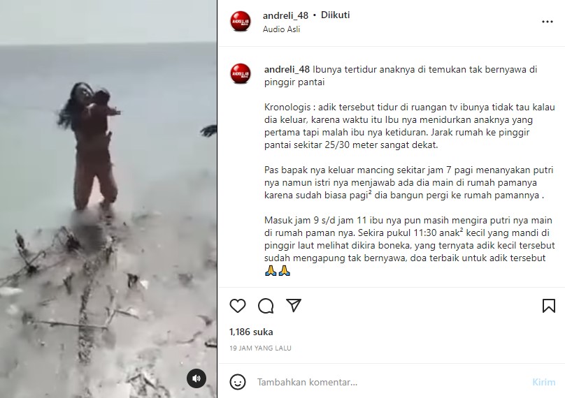 Screenshot Unggahan Akun Instagram @andreli 48