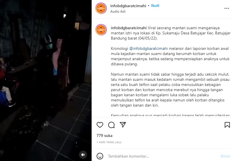 Tangkapan Layar Unggahan Video Pria Aniaya Mantan Istri