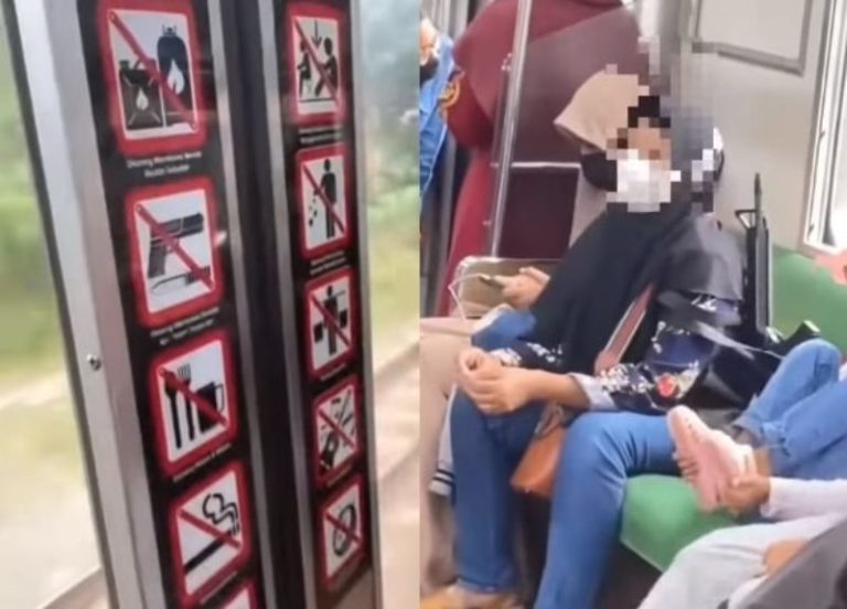Viral Video Emak emak Bawa Senapan Assault Rifle ke KRL Gokil