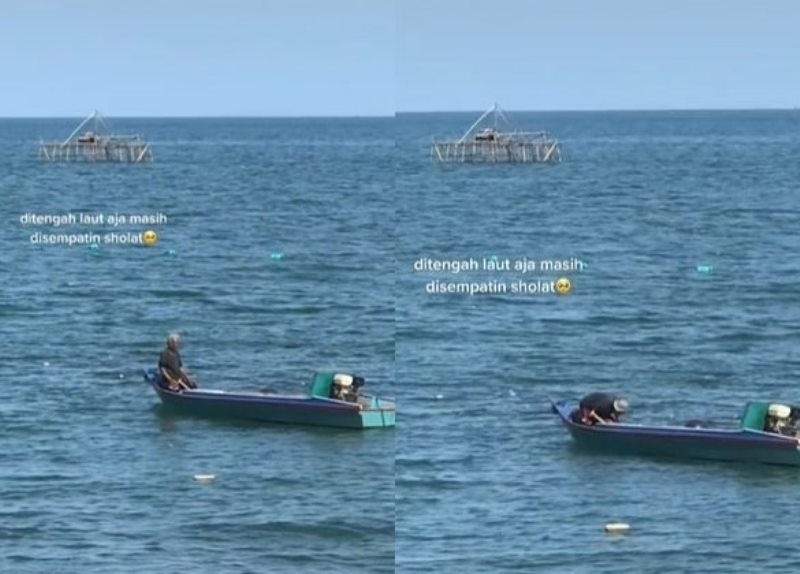 Viral Video Nelayan Salat di Atas Perahu di Tengah Laut Netter Ramai Memuji