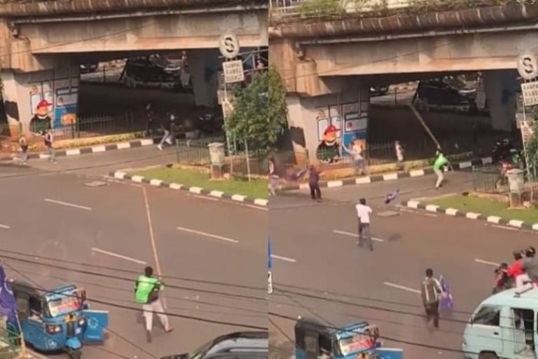 Berbekal Galah Driver Ojol dan Warga Kompak Bubarkan Tawuran Pelajar SMA