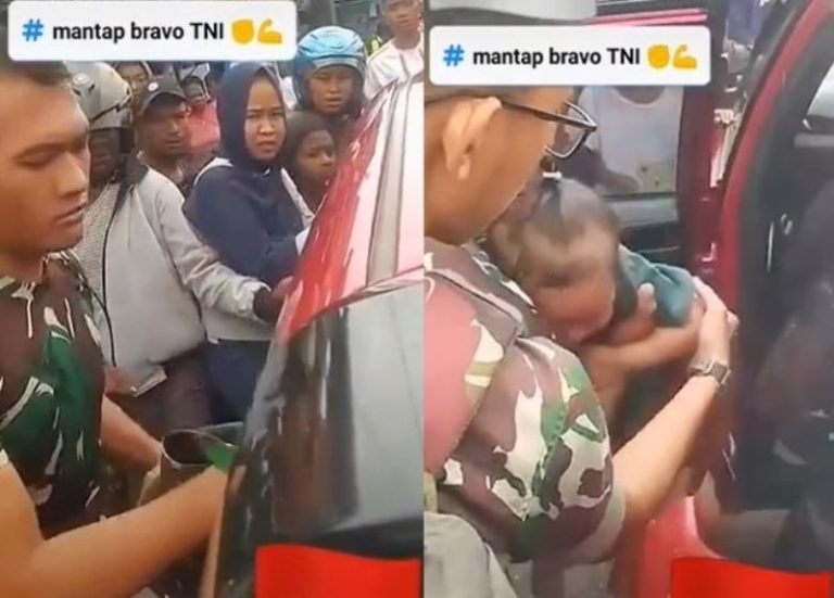 Detik detik TNI Selamatkan Bayi yang Terjebak di Mobil Berani Lakukan Cara Ekstrim