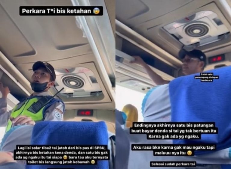 Gegara Penumpang BAB di Bus dan Kotorannya Jatuh di SPBU Bus ini Ditahan Petugas Yang Berak Siapa