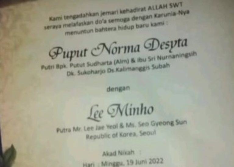 Heboh Wanita Asal Batang Menikah dengan Lee Minho Mas Kawinnya Sangat Fantastis