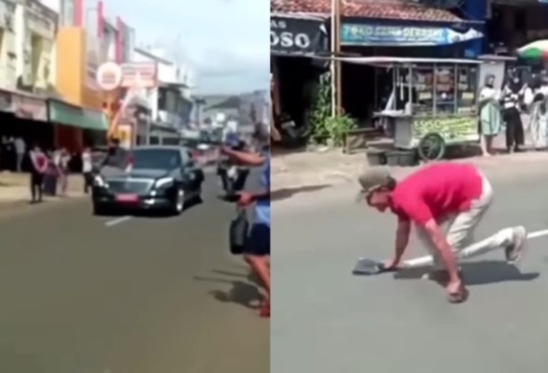 Nekat Lari ke Tengah Jalan Demi Ambil Kaos Warga Nyaris Tertabrak Mobil Rombongan Jokowi