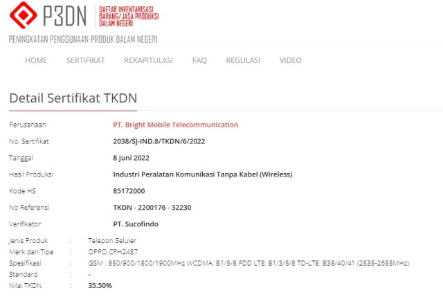 Oppo CPH2457 TKDN Oppo CPH2457 TKDN