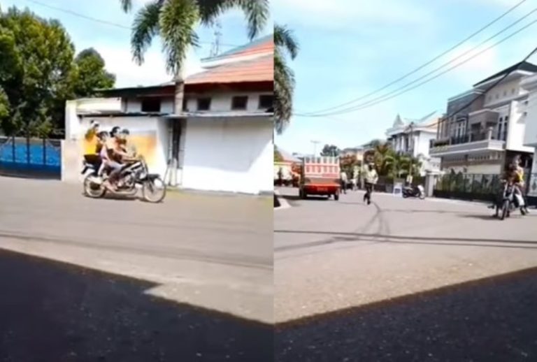 Pengendara Bonceng 4 Panik Hindari Razia Polisi, Motornya Malah Mendadak Begini Pengendara Bonceng 4 Panik Berusaha Hindari Razia Motornya Malah Mendadak Begini