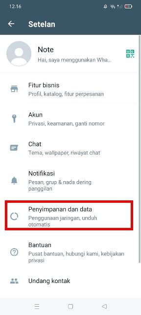 Pilih Penyimapanan dan Data