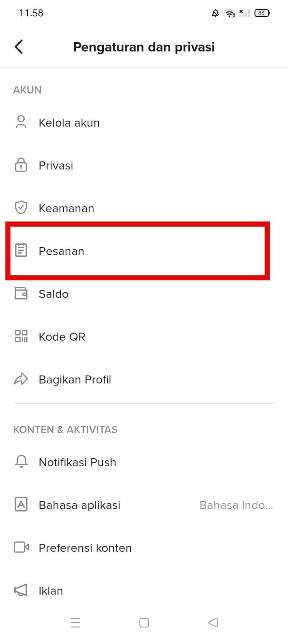 Pilih Pesanan