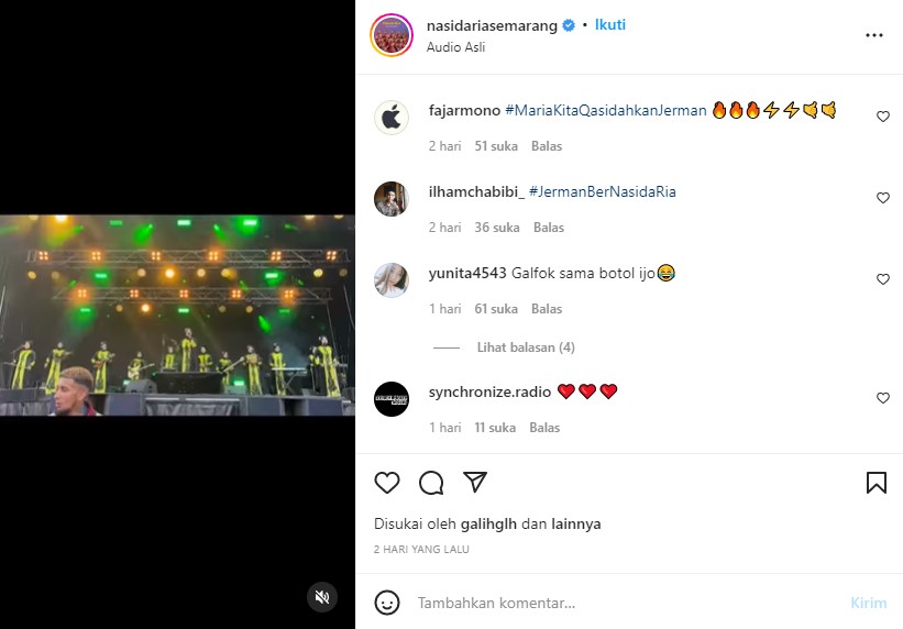 Screenshot Unggahan Akun Instagram @nasidariasemarang