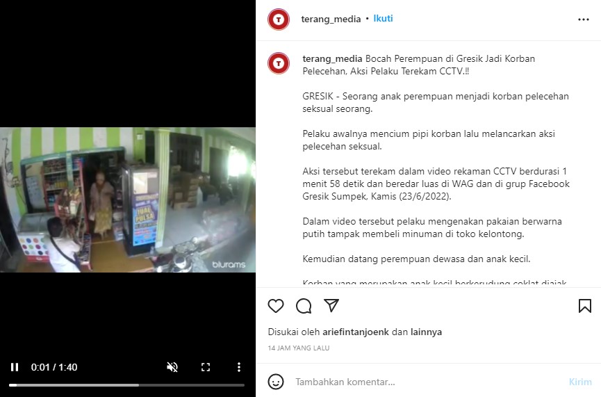 Screenshot Unggahan Akun Instagram @terang media