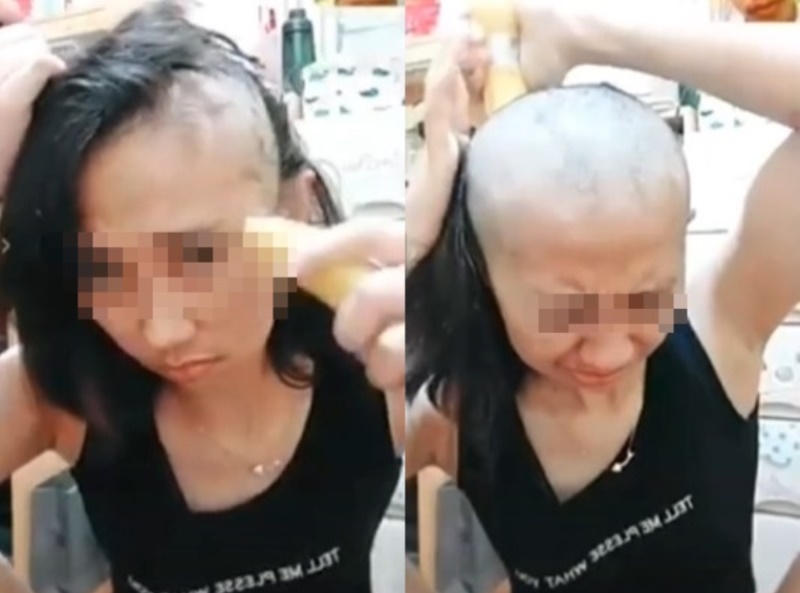 VIRAL Wanita Nekat Gunduli Rambut Gara gara Masalah Percintaan