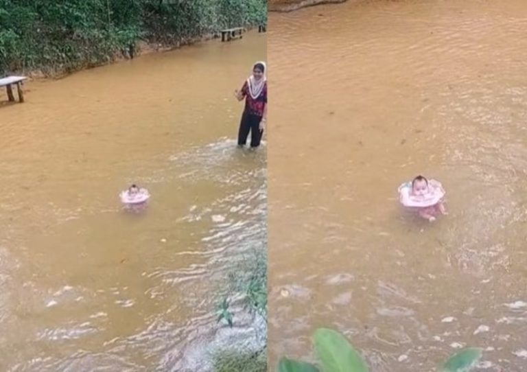 Viral Momen Bayi Dibiarkan Berenang di Aliran Sungai Picu Pro dan Kontra