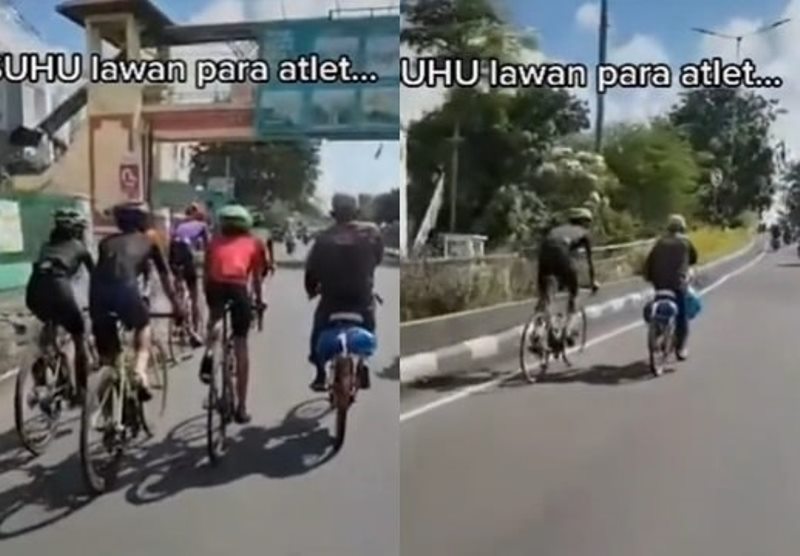 Viral Suhu Beraksi Tantang Para Atlet Adu Balap Sepeda Endingnya Bikin Melongo