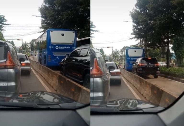 Viral Video Mobil Fortuner Masuk Jalur Busway Lolos Meski Ada Polisi