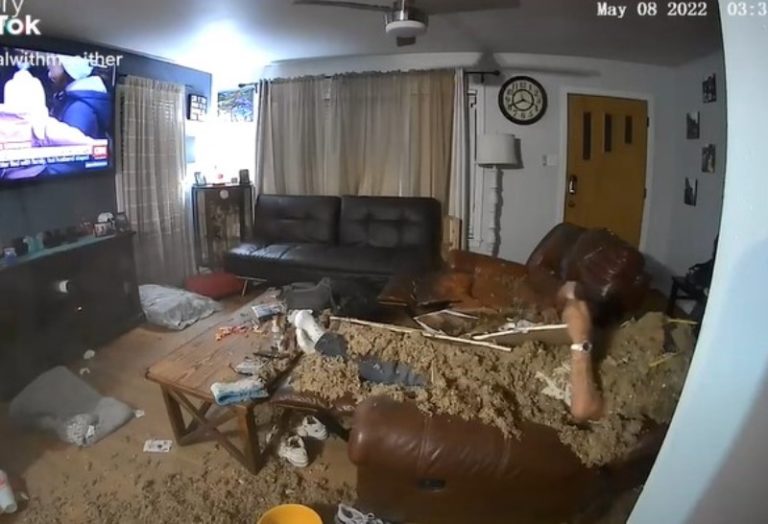 Apes! Seorang Pria Kejatuhan Atap Saat Tidur Depan TV, Malah Tetap Santuy Apes Seorang Pria Kejatuhan Atap Saat Tidur Depan TV Malah Tetap Santuy