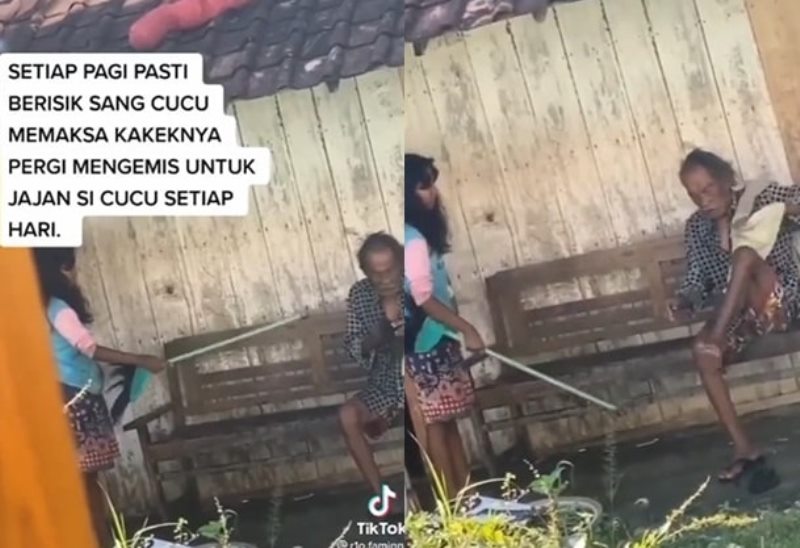Miris Anak ini Ngamuk Suruh Kakeknya yang Sudah Renta Mengemis Demi Bisa Jajan