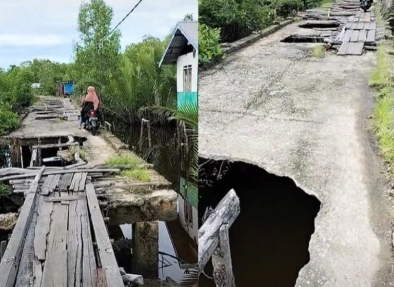 Viral Kondisi Jalan ‘Sakaratul Maut’ di Riau, Pengendara Serasa Uji Nyali Saat Melintas Viral Kondisi Jalan Sakaratul Maut di Riau Pengendara Serasa Uji Nyali saat Melintas
