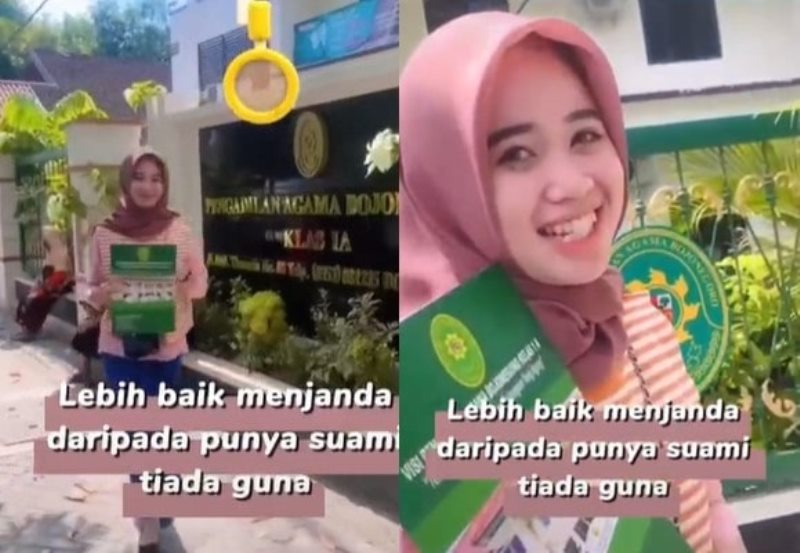 Wanita Sumringah Usai Terima Akta Cerai Ungkap Lebih Baik Menjada Daripada Punya Suami Tiada Guna