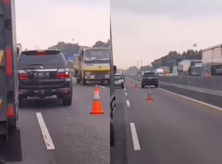 Aksi Menantang Maut Pengemudi Fortuner Nekat Terobos Jalur Contraflow di Tol