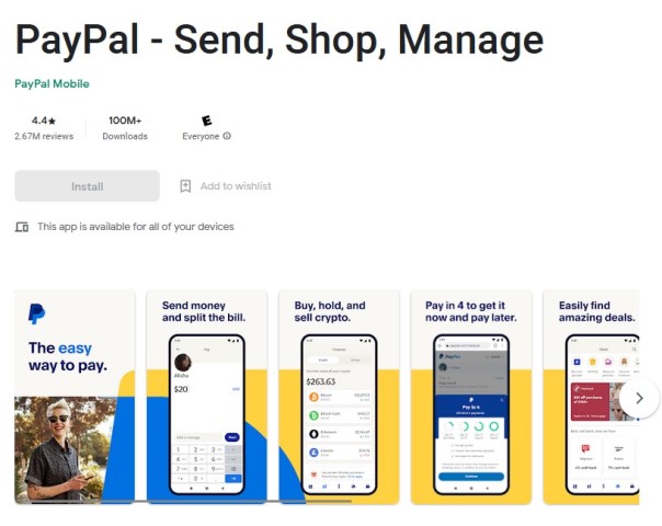Aplikasi PayPal Aplikasi PayPal