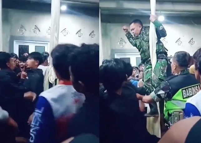 Bak Superhero TNI ini Loncat Lalu Hinggap di Tiang Saat Damaikan Pemuda yang Nyaris Baku Hantam