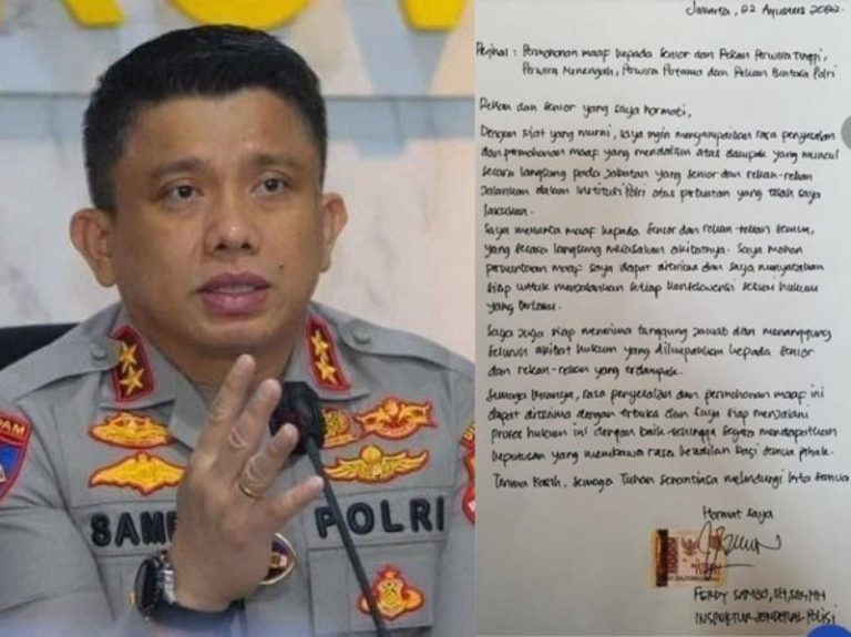 Ferdy Sambo Tulis Surat Permintaan Maaf Untuk Rekan Polri Menyesal dan Janji Tanggung Jawab