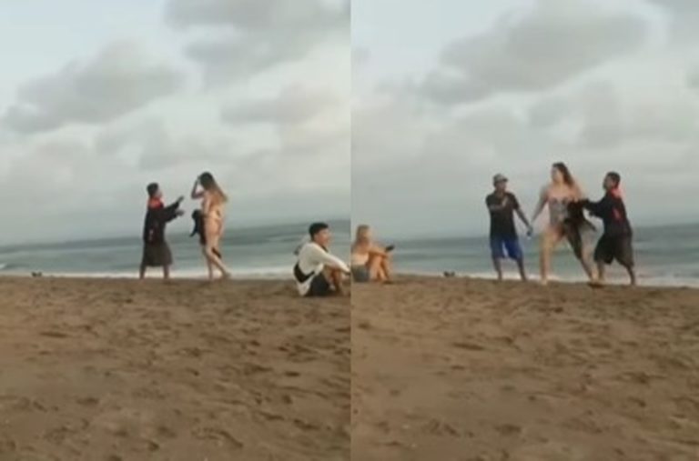 Malu maluin Bapak ini Nekat Rekam Bule Berbikini di Pantai HP nya Langsung Dirampas