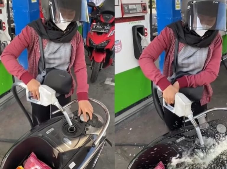 Momen Apes Wanita Saat Isi Bensin Sendiri di SPBU Berakhir Kayak Steam Motor