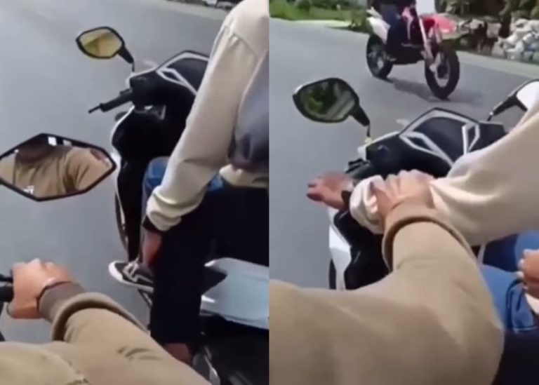Ngakak Pol Pengendara ini Isengin Pria yang Pegang Lutut Pacar Saat Naik Motor