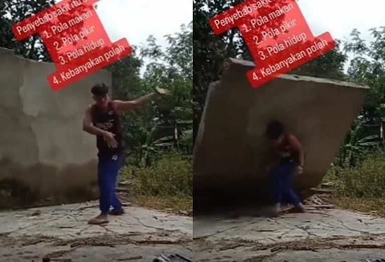 Pamer Aksi Robohkan Tembok dengan Tangan Kosong Pemuda ini Berakhir Nahas