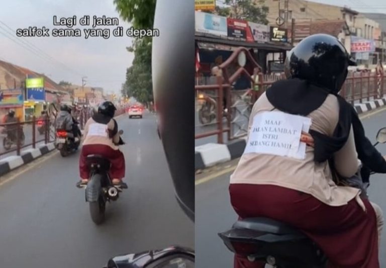 Sang Istri Lagi Hamil Pemotor ini Tulis Pesan Menyentuh Buat Pengendara Lain