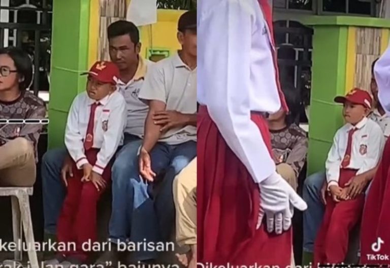 Sedih Bocah SD Dikeluarkan dari Barisan Gerak Jalan Karena Bajunya Sudah Kuning