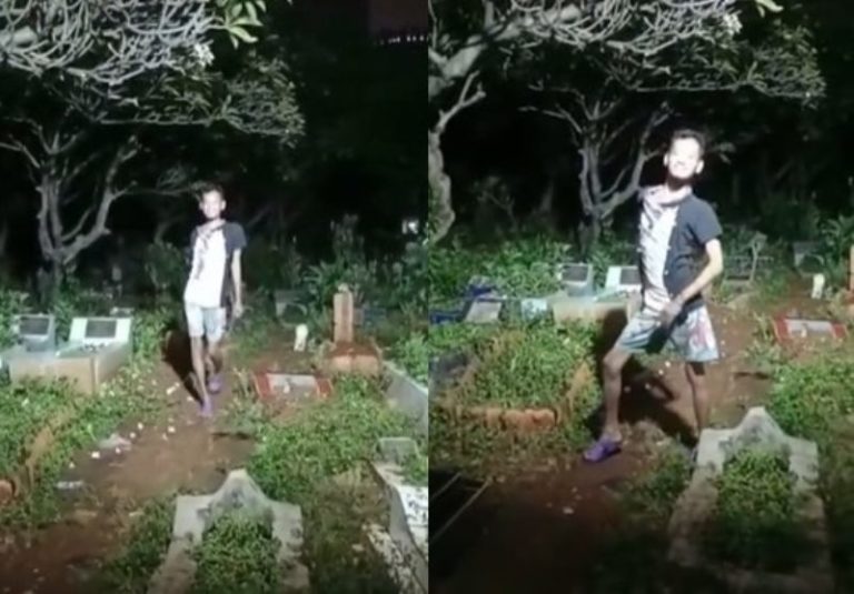 Serem Pemuda ini Nekat Malam malam Fashion Show di Kuburan
