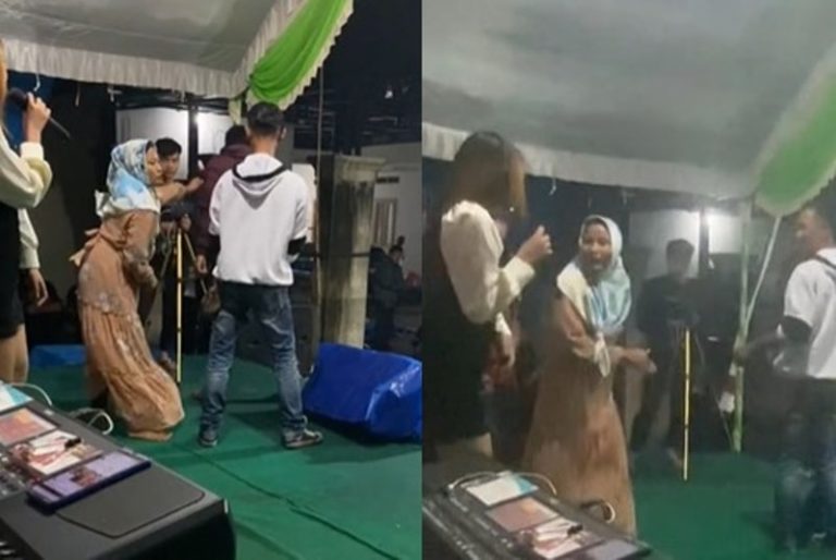 Suaminya Joget di Atas Panggung Seorang Istri Ngamuk hingga Pukul Biduan