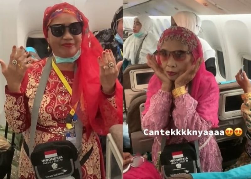 VIRAL Emak emak Jamaah Haji Asal Bugis Tampil Glamor Saat Pulang ke Tanah Air