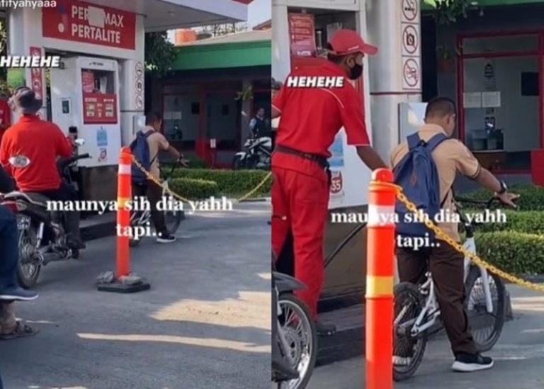 Viral Anak Berkebutuhan Khusus Antre Isi Bensin Untuk Sepedanya Reaksi Petugas SPBU Bikin Kagum