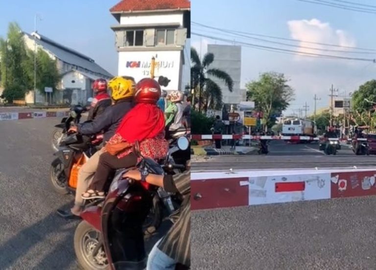 Viral Pemotor Berasa Kena Prank Kereta Ternyata Lewat di Luar Palang Pintu Perlintasan