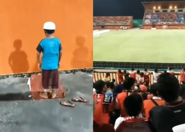 Viral Seorang Bocah Laksanakan Salat di Tribun Tuai Decak Kagum