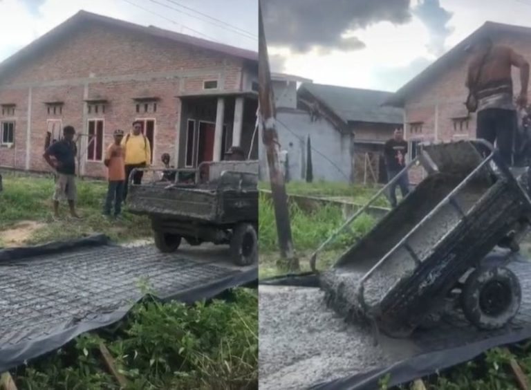 Aksi Anti Mainstream Saat Pengecoran Jalan, Bapak ini Sampai Standing Pakai Motor Roda 3 Aksi Anti Mainstream Saat Pengecoran Jalan Bapak bapak Sampai Standing Pakai Motor Roda 3
