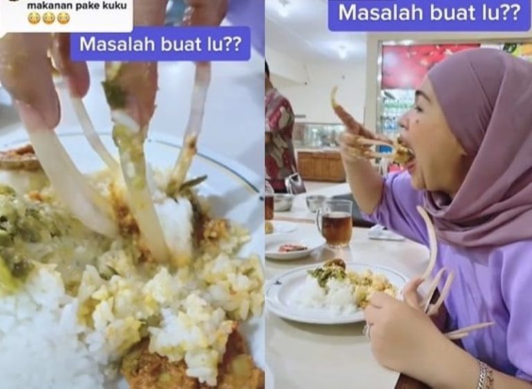 Aksi Ibu ibu MakanNa si Padang Pakai Super Panjang Netter Ingatkan Soal Kebersihan