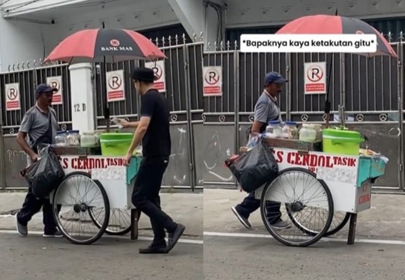 Aksi Pria Sedekah ke Tukang Es Cendol di Jalan Sukses Bikin Deg degan hingga Terharu