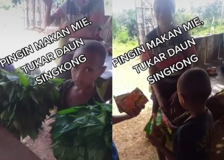 Sedih Ibu dan 2 Bocah ini Tukarkan Daun Singkong Demi Bisa Makan Mie Instan