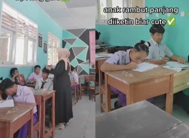 Unik Gak Dipotong Acak acakan Guru ini Kuncir Rambut Siswanya yang Gondrong