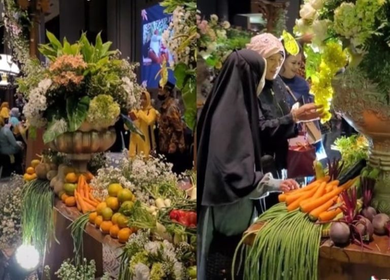 Viral Acara Resepsi Pernikahan Unik Rasa Pasar Rakyat Tamu Bebas Ambil Sayur dan Buah Gratis