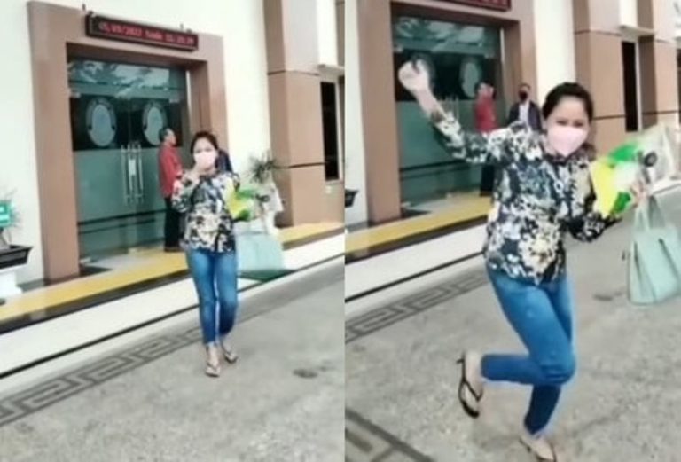 Viral Wanita Pamer Akta Cerai Sambil Lompat Kegirangan Saat Keluar dari Pengadilan
