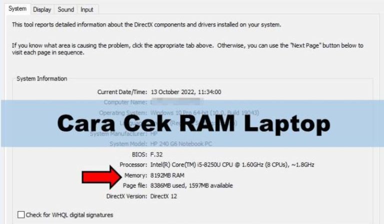 Cara Cek RAM Laptop